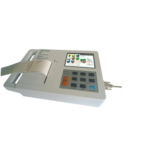 Electrocardiógrafo de 3 canales con pantalla táctil a color de 5,7 pulgadas.